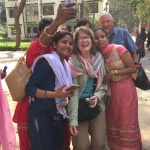 Sarnath - Mark and Melanie with Indian ladies