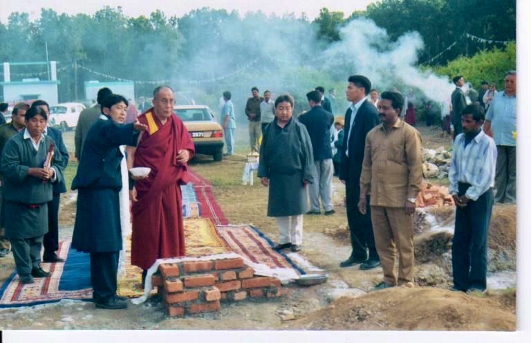 Karma explaining Kyitsel-ling plans to His Holiness 1997