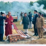 Karma explaining Kyitsel-ling plans to His Holiness 1997