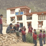 Students-and-school-building